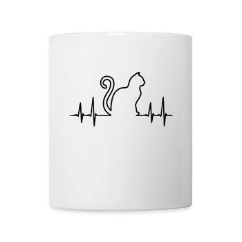 Heartbeat cat in black and white - Mug - white - Front