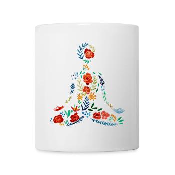 Yoga Meditation I Selbstliebe I Aquarell Blumen - Tasse - Weiß - Vorne