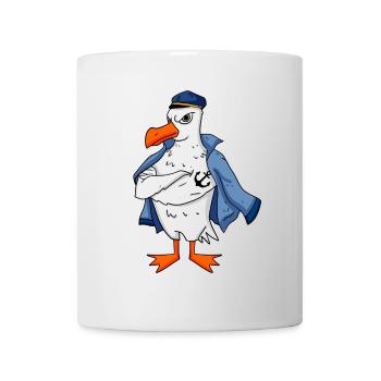 Muskelöse Seemöwe mit Anker Tattoo Möwe Geschenk - Tasse - Weiß - Vorne