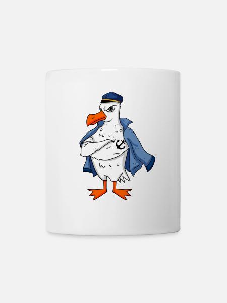 Mouette musculaire avec cadeau de mouette tatouage ancre - Mug blanc - blanc