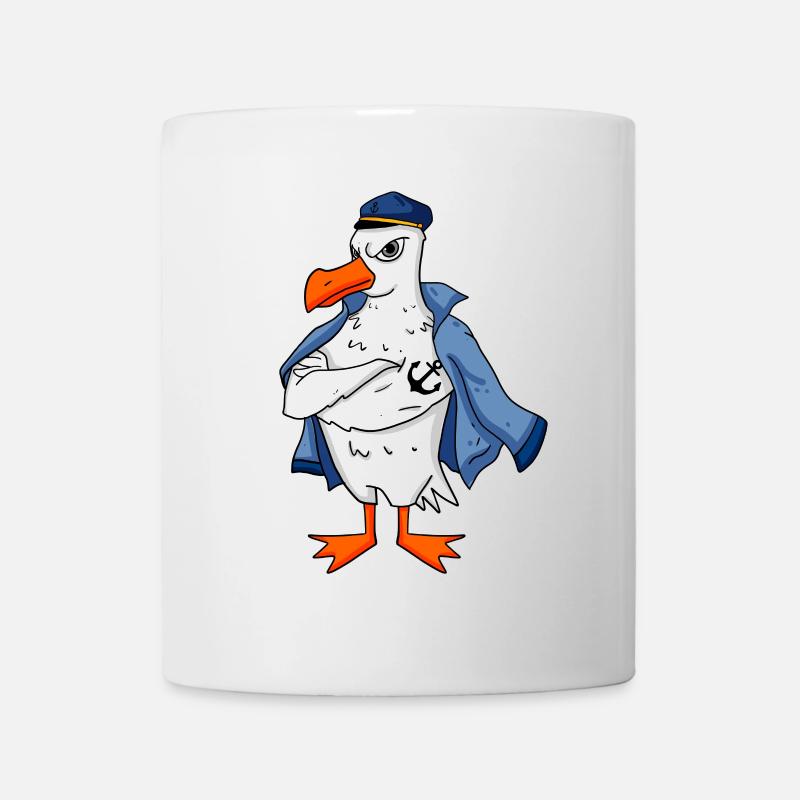 Mouette musculaire avec cadeau de mouette tatouage ancre - Mug blanc - blanc