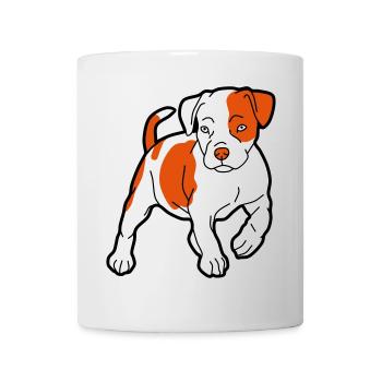Orangener Hund Cartoon Muster - Tasse - Weiß - Vorne