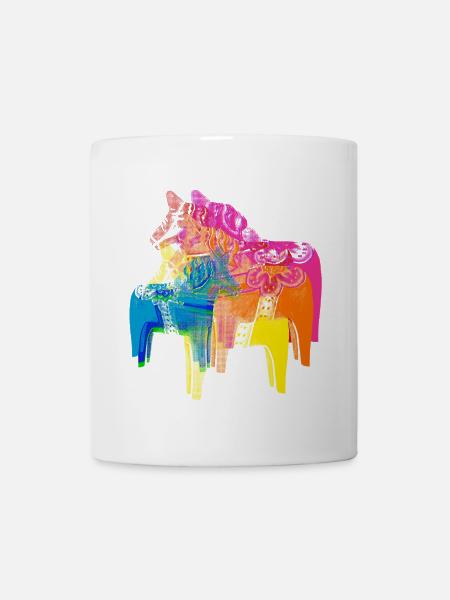 Pop Art Dala Pferde -Weihnachts Pulli Skandi Style - Tasse - Weiß