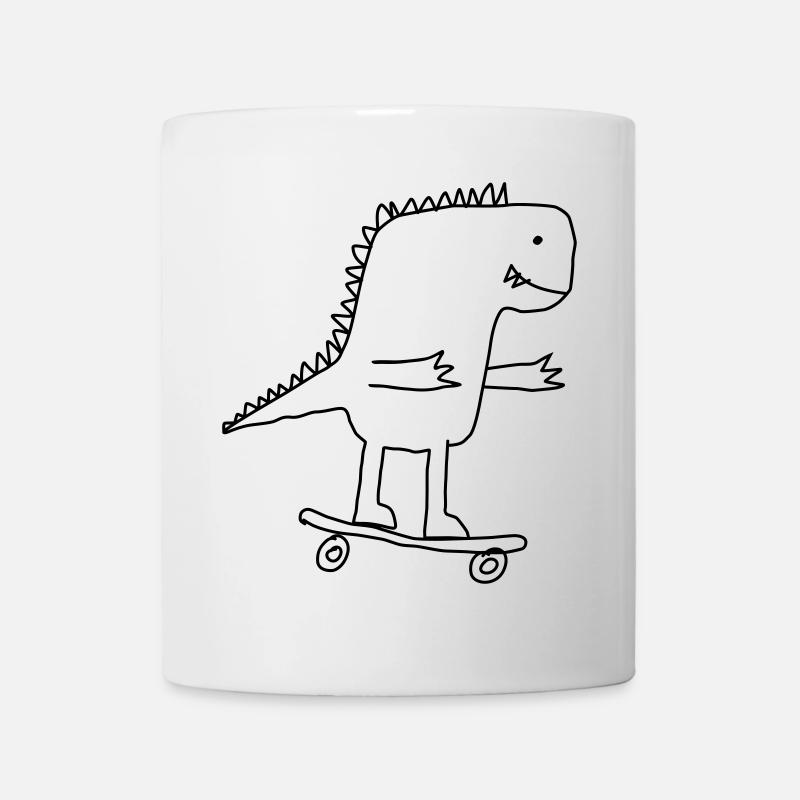 Dino on Skateboard – Cool Cartoon for Nerds - Mug - white