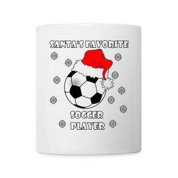Football avec chapeau de Noël et neige pour le football Noël - Mug blanc - blanc - Devant