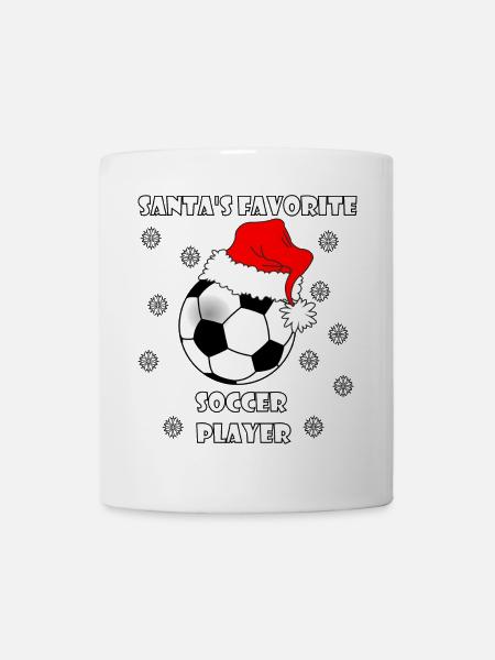 Fußball mit Weihnachtsmütze und Schnee für Fußball Weihnachten - Tasse - Weiß