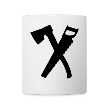 Axe and saw for keep chopper, carpenter - Mug - white - Front