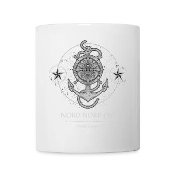 DarssCoast Nord Nord Ost, steering wheel anchor wind rose - Mug - white - Front