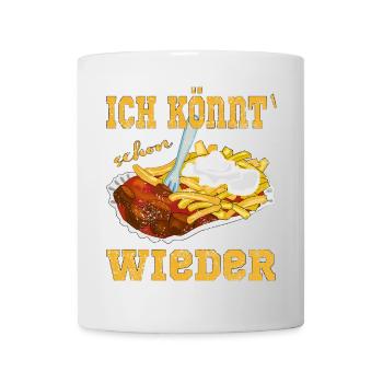 Currywurst Pommes in der Schale - Tasse - Weiß - Vorne