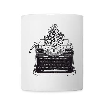 nostalgische antike Schreibmaschine mit Buchstaben - Tasse - Weiß - Vorne