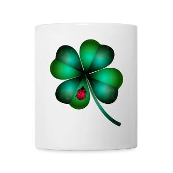 dark green four-leaf clover ladybug - Mug - white - Front