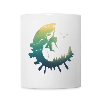 Moonlit Female Rock Climber Forest Silhouette - Mug - white - Front