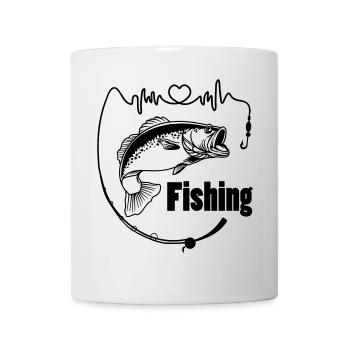 Fishing rod with fish - Mug - white - Front