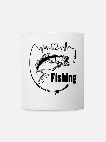 Fishing rod with fish - Mug - white