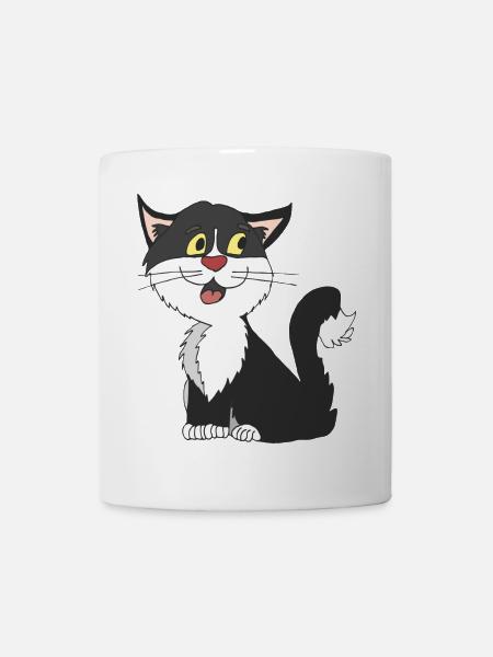 cat black white - Mug - white
