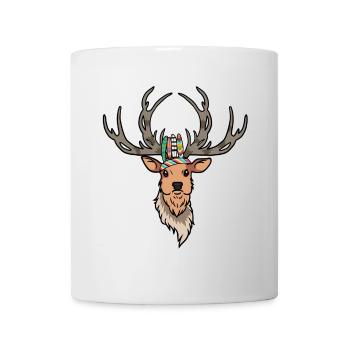 Hirschkopf Hirsch Geweih indianisch Wild - Tasse - Weiß - Vorne