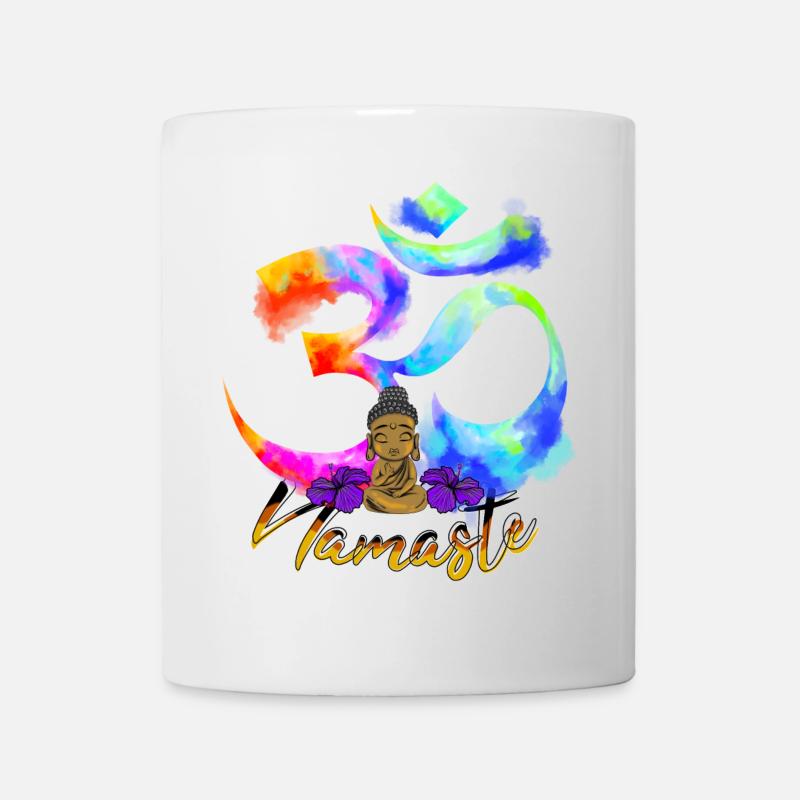 Namaste-Bogen-Iris-Buddha - Tasse - Weiß