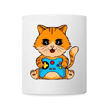 Gamer Cat avec manette Chemise de jeu drôle - Mug blanc - blanc - Devant