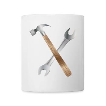 Schraubenschlüssel und Zimmermannshammer - Tasse - Weiß - Vorne