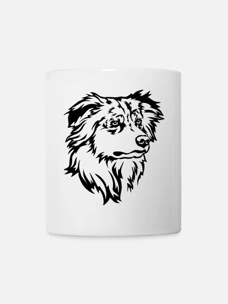 Australian Shepherd Kopf - Tasse - Weiß