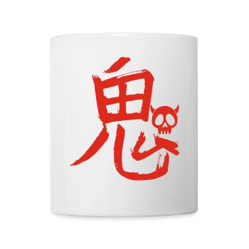 Le mot démon en japonais (rouge) - Mug blanc - blanc - Devant