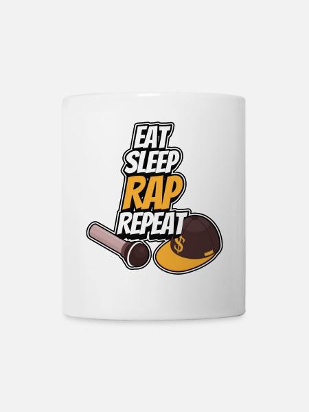 Manger - Dormir - Rapper - Répéter - Mug blanc - blanc