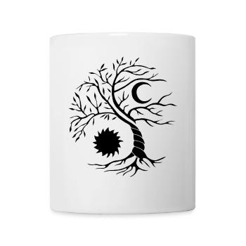 Baum des Lebens schwarze Sonne und Mond - Tasse - Weiß - Vorne