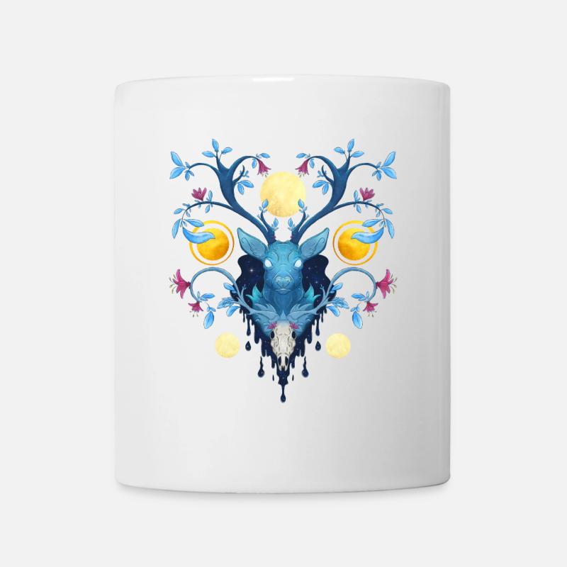 Blue Ink Spirits - Nachthirsch und Blumenholz 2 - Tasse - Weiß