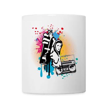 pulvérisateur de motifs d’art de rue cool avec ghetto blaster - Mug blanc - blanc - Devant
