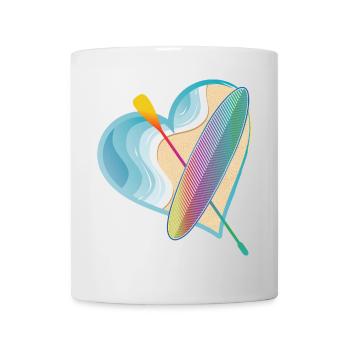 Stand up paddle avec beaucoup de cœur sur la plage - Mug blanc - blanc - Devant