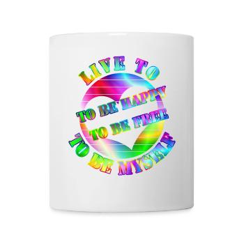 Cœur arc-en-ciel gratuit de la vie - Mug blanc - blanc - Devant