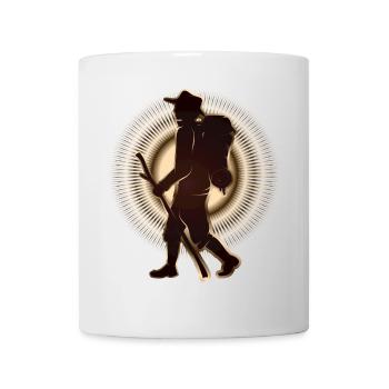 Pèlerin ou randonneur avec bâton de marche et sac à dos - Mug blanc - blanc - Devant