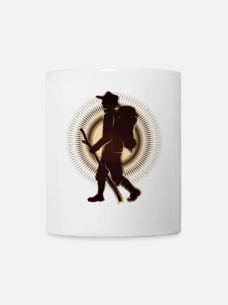 Pèlerin ou randonneur avec bâton de marche et sac à dos - Mug blanc - blanc