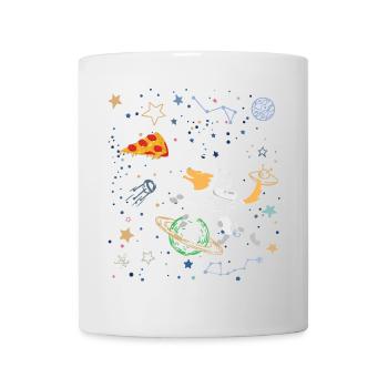 Cartoon Astronaut mit Weltraum und Pizza - Tasse - Weiß - Vorne