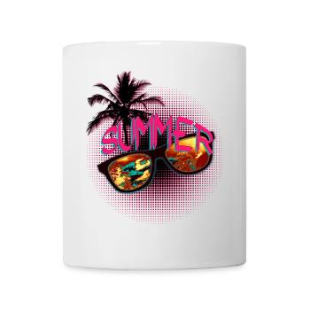 Sommer Sonne Sonnenbrille und Palmen - Tasse - Weiß - Vorne