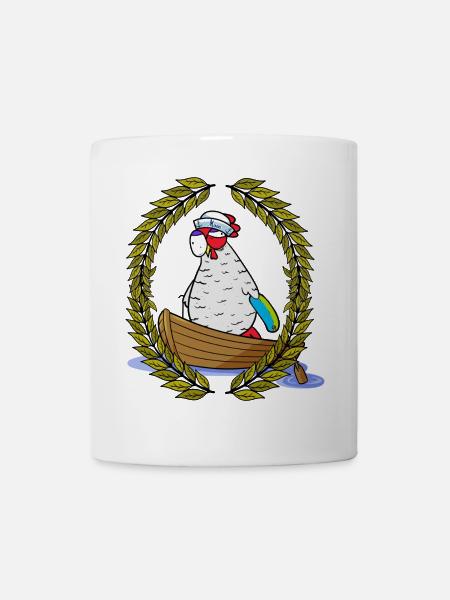 Laurel Wreath Grandma Chicken Moin Distress Paddle Boat Ahoy - Mug - white