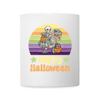 Halloween Skelett auf Dinosaurier T-Rex - Tasse - Weiß - Vorne