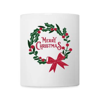 Couronne de Noël avec ruban rouge - Mug blanc - blanc - Devant