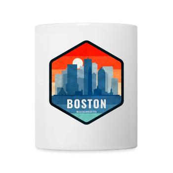 Boston Skyline Retro Badge - Mug - white - Front