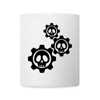 Schwarze Totenköpfe und Zahnräder - Tasse - Weiß - Vorne