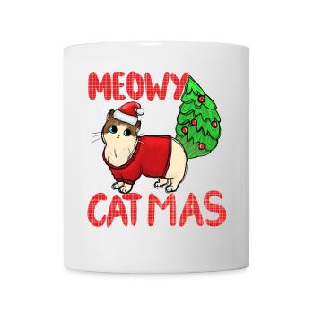 Meowy Catmas Katze Weihnachtssweater - Tasse - Weiß - Vorne