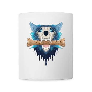 Hellhound Skull - Demonic Blue Wolf & Cookie Bone - Mug - white - Front