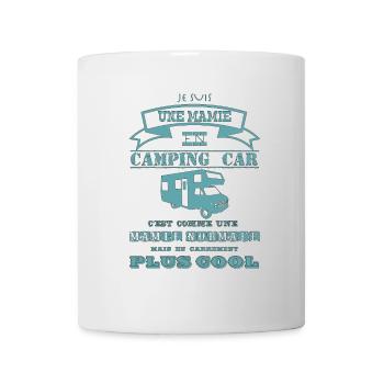 Je suis une mamie en camping-car turquoise - Mug blanc - blanc - Devant