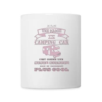 Mamie en camping-car vieux rose - Mug blanc - blanc - Devant