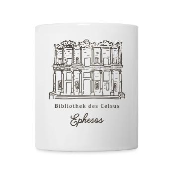 Ephesos, Türkei, Fassade der Bibliothek des Celsus - Tasse - Weiß - Vorne
