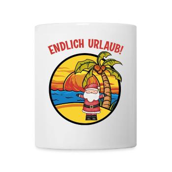 Endlich Urlaub Weihnachtsmann Nikolaus Insel - Tasse - Weiß - Vorne