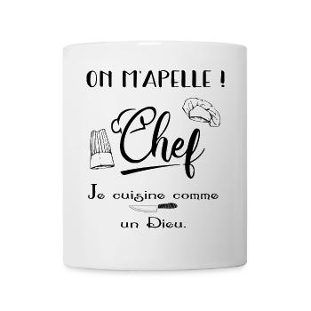 On m'appelle Chef, je cuisine comme un Dieu - Mug blanc - blanc - Devant
