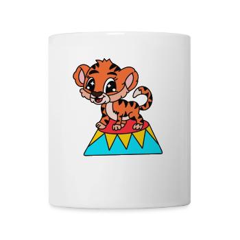 Kleiner Tiger auf Zirkusplattform - Tasse - Weiß - Vorne
