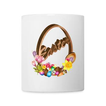 decorated Easter egg relief in wood look - Mug - white - Front