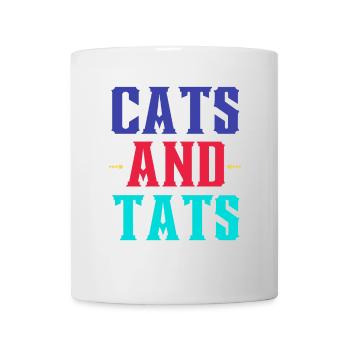 Cats and Tattoos – Colorful Typo - Mug - white - Front